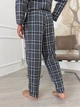 Пижама мужская COSY домашний костюм с фланели (брюки+рубашка) XL клетка серо-черная F671P - изображение 5