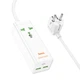 Сетевое зарядное устройство удлинитель Hoco AC9A 2 USB/Type-C PD QC 30W 1 розетка 1.5m белый - изображение 3