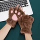 Перчатки лапки Jamboo митенки плюшевые Коричневые - изображение 6
