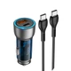 Адаптер автомобільний Hoco Type-C to Type-C cable Sprinter dual port Car charger NZ8 |1USB/1Type-C, QC/PD, 43W/3A| Blue - зображення 1