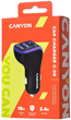 Ładowarka samochodowa CANYON 18 W USB-C PD USB-C USB-A Czarno-fioletowa (CNE-CCA08PU) - obraz 4