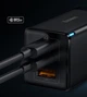 65w швидка зарядка Baseus GaN5 Pro Fast Charger QC4.0+PD3.0 USB+2Type-C + кабель Type-C to Type-C 100W 20V/5A 1м. Зарядний пристрій чорний. - зображення 5