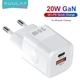 20W швидка зарядка Compact 2USB Pd Type-c Kuulaa зарядний пристрій для Apple, Iphone, Xiaomi, Samsung білий - зображення 1