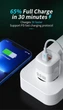 20W швидка зарядка Compact 2USB Pd Type-c Kuulaa зарядний пристрій для Apple, Iphone, Xiaomi, Samsung білий - зображення 10