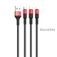 Кабель HOCO X26 Xpress one pull three charging cable iP+Micro+Type-C Black+Red (6957531080282) - изображение 3