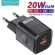 Зарядний пристрій KUULAA PD 20W GaN USB Type-C Швидка зарядка QC3.0+PD3.0 для Apple iPhone, iPad, Samsung, Xiaomi Black (69001508) - зображення 1