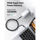 Кабель UGREEN US316 USB-C to USB-C 2.0 Cable 100W Alu Case with Braid 1.5m (Space Gray) (UGR-70428) (UGR-70428) - изображение 4