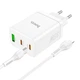 Мережевий зарядний пристрій Hoco N33 USB/2 Type-C PD 35W білий + кабель Type-C to Lightning - зображення 3