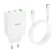 Мережевий зарядний пристрій Hoco N33 USB/2 Type-C PD 35W білий + кабель Type-C to Lightning - зображення 5