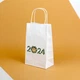 Пакет на Новый год 2024 eko-kraft 150х90х240 мм 10 шт/уп Маленький подарочный пакетик з ручками для гостинцев и сувениров "Символ Дракон" - изображение 1