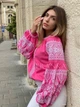 Рожева вишиванка бохо "Габріела" вишукана жіноча блуза льняна з білою вишивкою 12384-58 (3XL) - зображення 5