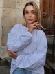 Офісна вишиванка жіноча білим по білому "Алісія" з розслинним орнаментом гладдю на домотканому полотні 12392-52 (XL) - зображення 6