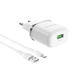 Сетевое зарядное устройство Borofone BA36A, кабель USB to MicroUSB, QC3.0, White - изображение 1