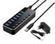 USB хаб RSHTECH RSH-518 USB 3.0 7 портів з блоком живлення hub концентратор алюмінієвий - зображення 1