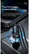 80W швидка зарядка Type-C автомобільний зарядний пристрій для iPhone, Apple, Xiaomi, Samsung PD QC3.0 3USB з дисплеєм Essager - зображення 6