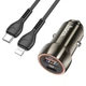 Автомобільний зарядний пристрій HOCO Z46A Blue whale PD20W+QC3.0 car charger set(C to iP) Metal Gray - изображение 1