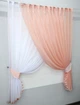 Кухонные шторки VR-Textil № 060к "Дуэт" с подвязками белый с персиковым 330х170 см (52-0240) - изображение 2