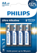 Baterie Philips Ultra Alkaline LR6 AA 1.5 V 4 szt. (LR6E4B/10) - obraz 1