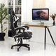 Кресло игровое GAMING CHAIR OC-810 с подставкой для ног, цвет черный/белый - изображение 5