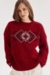 Джемпер oversize MEREZHKA Етно вишневий з білим + чорним, One Size - зображення 3