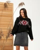 Джемпер oversize MEREZHKA Етно чорний з білим + червоним, One Size - изображение 9