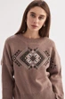 Джемпер oversize MEREZHKA Етно капучіно з чорним + білим, One Size - изображение 2