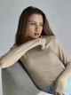 Женский лонгслив в рубчик AK COMFORT кофта с вырезом джемпер вискоза бежевый 42 44 46 xs s m - изображение 2