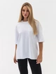 Футболка хлопковая оверсайз длинная женская Ray Oversize Unisex U0104W 2XL/3XL Белая (RAY2000000022505) - изображение 1