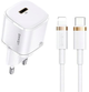 Ładowarka sieciowa Usams US-CC124 T36 USB-C mini 20W PD3.0 Fast Charging biała + kabel USB-C - Lightning biały (6958444945514) - obraz 1