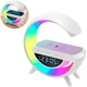 Настольная аккумуляторна смарт лампа ночник часы G-Smart RGB G 65 15W Light Sound Machine с беспроводной зарядкой и Bluetooth колонка будильник радио Белая - изображение 3