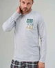 Чоловіча пижама домашній комплект со штанами хлопок Турция Tom John 93412с 2XL Сірий з темно - синім - зображення 2