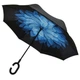 Зонт Lesko Up-Brella Квітка Синій двустронний парасолька-навпаки вітрозахисний зворотне складання - зображення 5