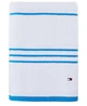 Рушник TOMMY HILFIGER банний Modern American Solid Cotton Bath Towel білий блакитна смужка - зображення 1