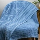 Простынь-покрывало жаккардовое махровое 100% Хлопок GM TEXTILE 190x200см 400г/м2 (Голубой) - изображение 3