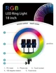 Кольорова кільцева LЕD лампа RGB 45 см 55W HQ-18 з трьома тримачами для телефону та пультом ДК, чохол-сумка для зйомки фото та відео | Без штативу | 771516 - зображення 5