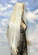 Парик на сетке PoliLy Lace Wig Super Straight тон 1001 длинный белый 100 см термостойкое волокно - изображение 4