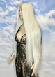 Парик на сетке PoliLy Lace Wig Super Straight тон 1001 длинный белый 100 см термостойкое волокно - изображение 6