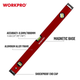 Уровень алюминиевый с магнитной базой WORKPRO 400 мм, 0.5 мм PRO WP262010 - изображение 2