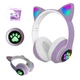 Бездротові навушники з вушками з мікрофоном Cat Ear світяться вушка і лапки кішки Bluetooth складні (Фіолетові) - изображение 8