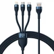 Кабель Baseus CASS030003 Flash Series II Fast Charging Data Cable USB Micro/Lightning/Type-C 5A 100Вт 1.2м Синій - зображення 1