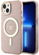 Панель Guess Glitter Gold MagSafe для Apple iPhone 14 Plus Рожевий (3666339125875) - зображення 1