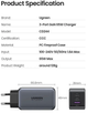 Задрядное устройство Ugreen GaN 65W Quick Charge 4.0 3.0 Type C на 3 порта (CD244) - изображение 8