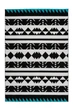 Килим з низьким ворсом в етно стилі Arte Espina Broadway 400 Schwarz / Weiß / Türkis (UTHJY-160-230-E) - зображення 1
