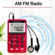 Кишеньковий міні-радіоприймач RETEKESS з акумулятором та навушниками Радіо FM AM LED-дисплей Red - зображення 6