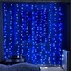 Светодиодная гирлянда штора 120 LED, 1,8x1,2м, 220В, прозрачный провод, 8 режимов, IP44 Синий - изображение 4