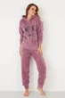 Піжама тепла жіноча махра велсофт Котик з вушками Pijamoni MEOW 4130-1 XL Бузковий - зображення 1
