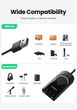 Звуковая карта Ugreen 0.15м USB-3x 3.5мм minijack с поддержкой микрофона 16 бит/48 кГц TRS Наружный Адаптер Стерео AUX с управлением громкости Универсальный Черный - изображение 2
