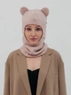 Балаклава теплая шапка D.Hats цвет бежевый с ушками - изображение 1