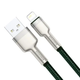 Кабель синхронізації Baseus Cafule Metal Cable USB to Lightning 2.4A 1m Green (CALJK-A06) - зображення 2