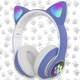 Беспроводные наушники с ушками с микрофоном Cat Ear светящиеся ушки и лапки кошки Bluetooth складные, Голубые - изображение 1